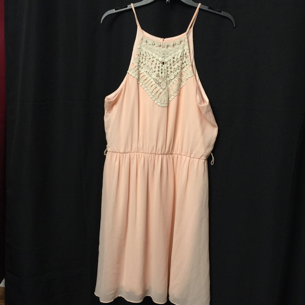 Maurices Pink Lace Halter Dress